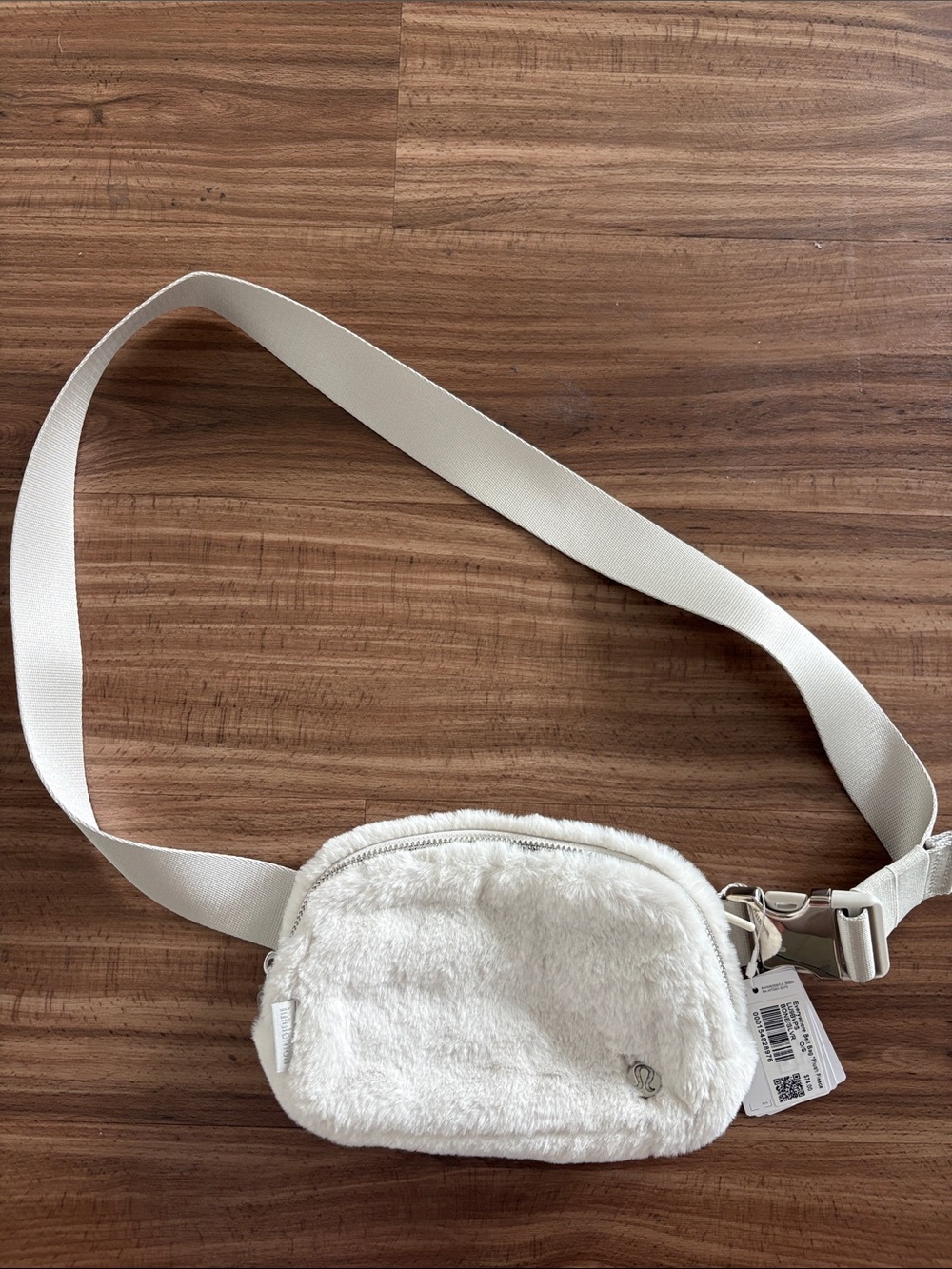 Lululemon White Faux-Fur Crossbody Belt Bag